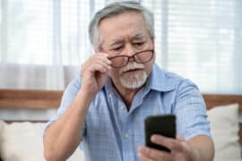man looking at phone